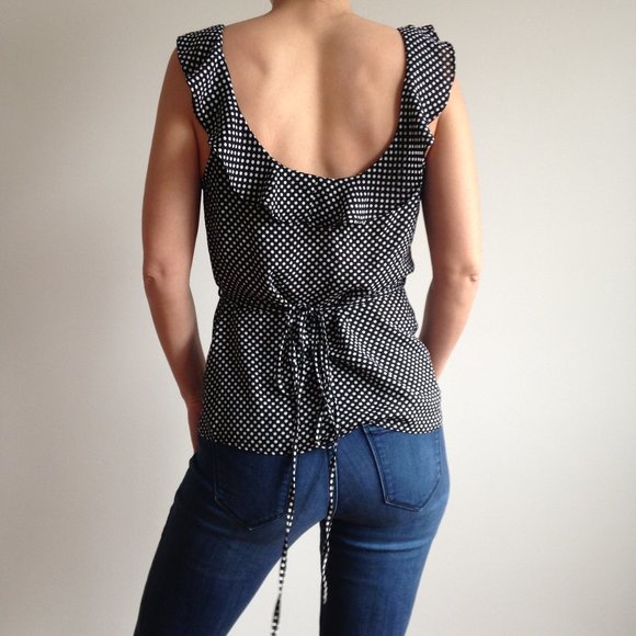 Dynamite - Sleeveless Polka Dot Wrap Top - Picture 3 of 7
